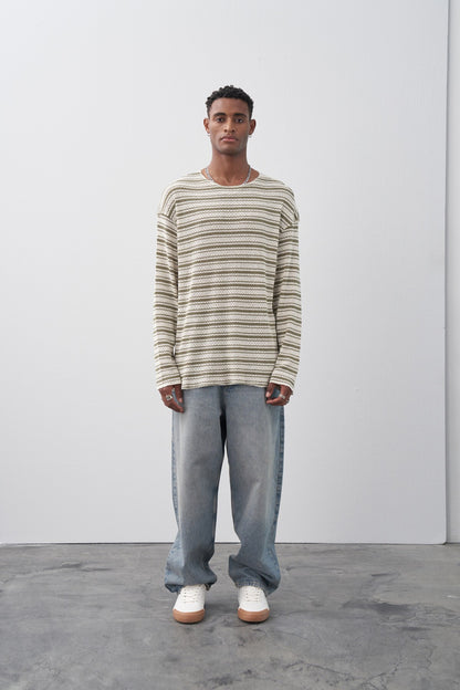 Çizgili Oversize Triko Tişört