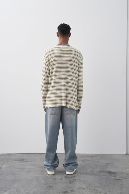 Çizgili Oversize Triko Tişört