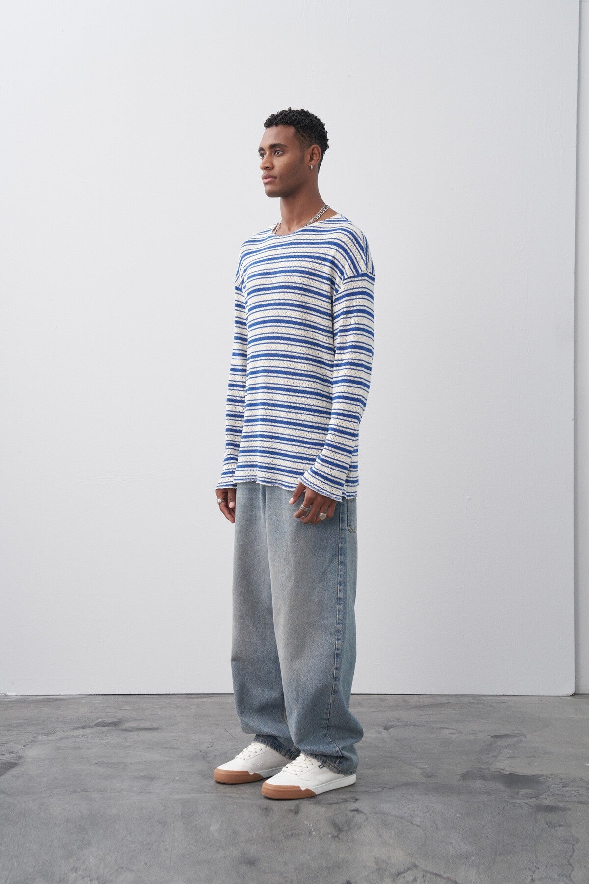 Çizgili Oversize Triko Tişört