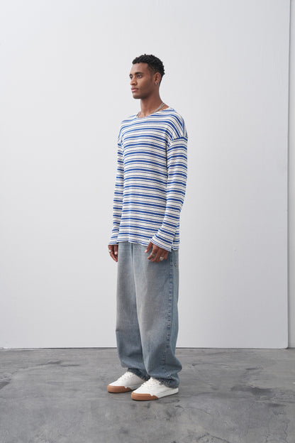 Çizgili Oversize Triko Tişört