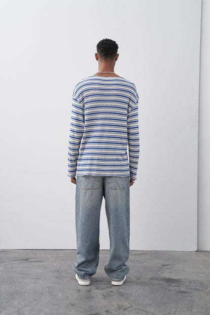 Çizgili Oversize Triko Tişört