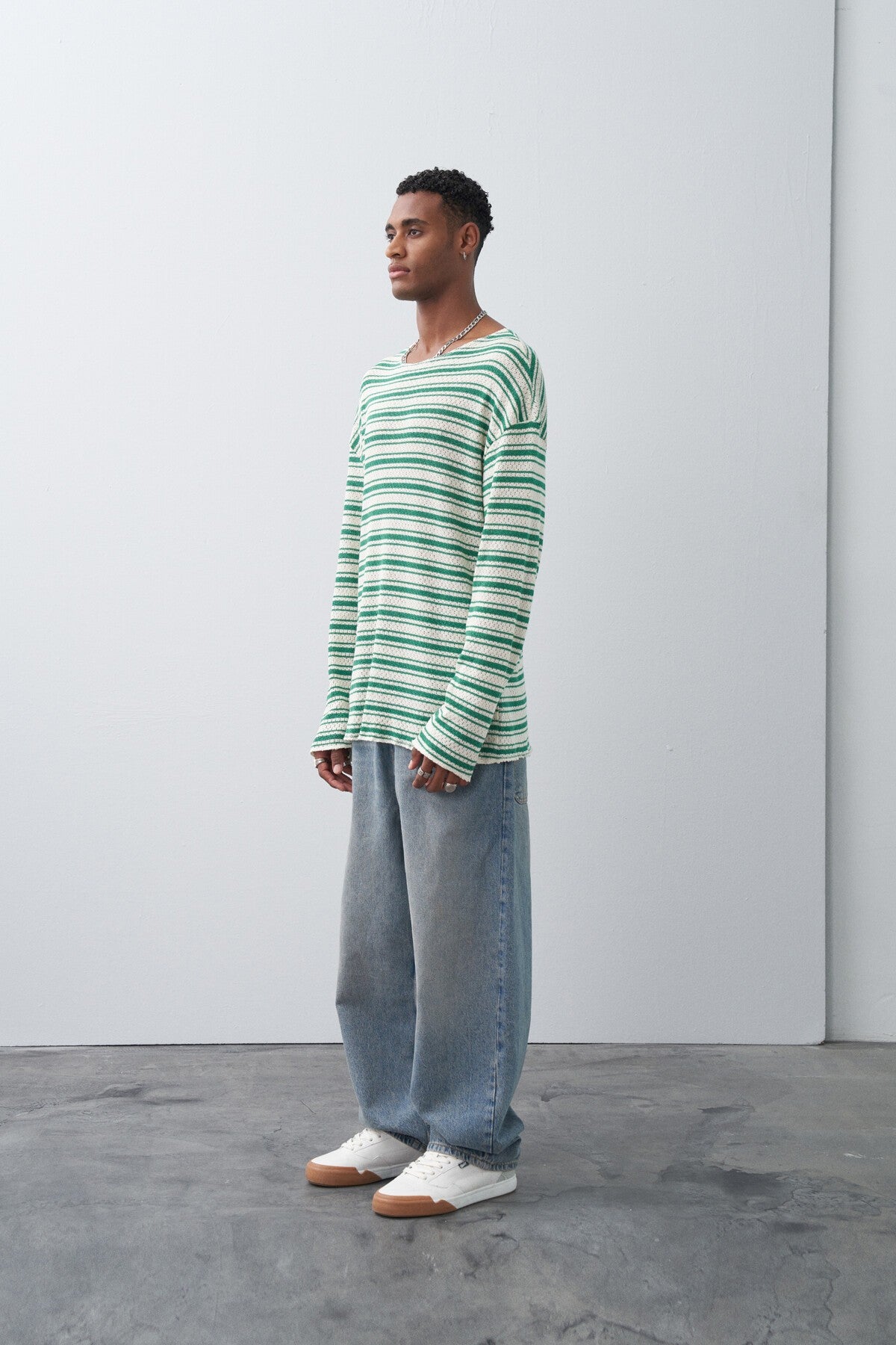 Çizgili Oversize Triko Tişört