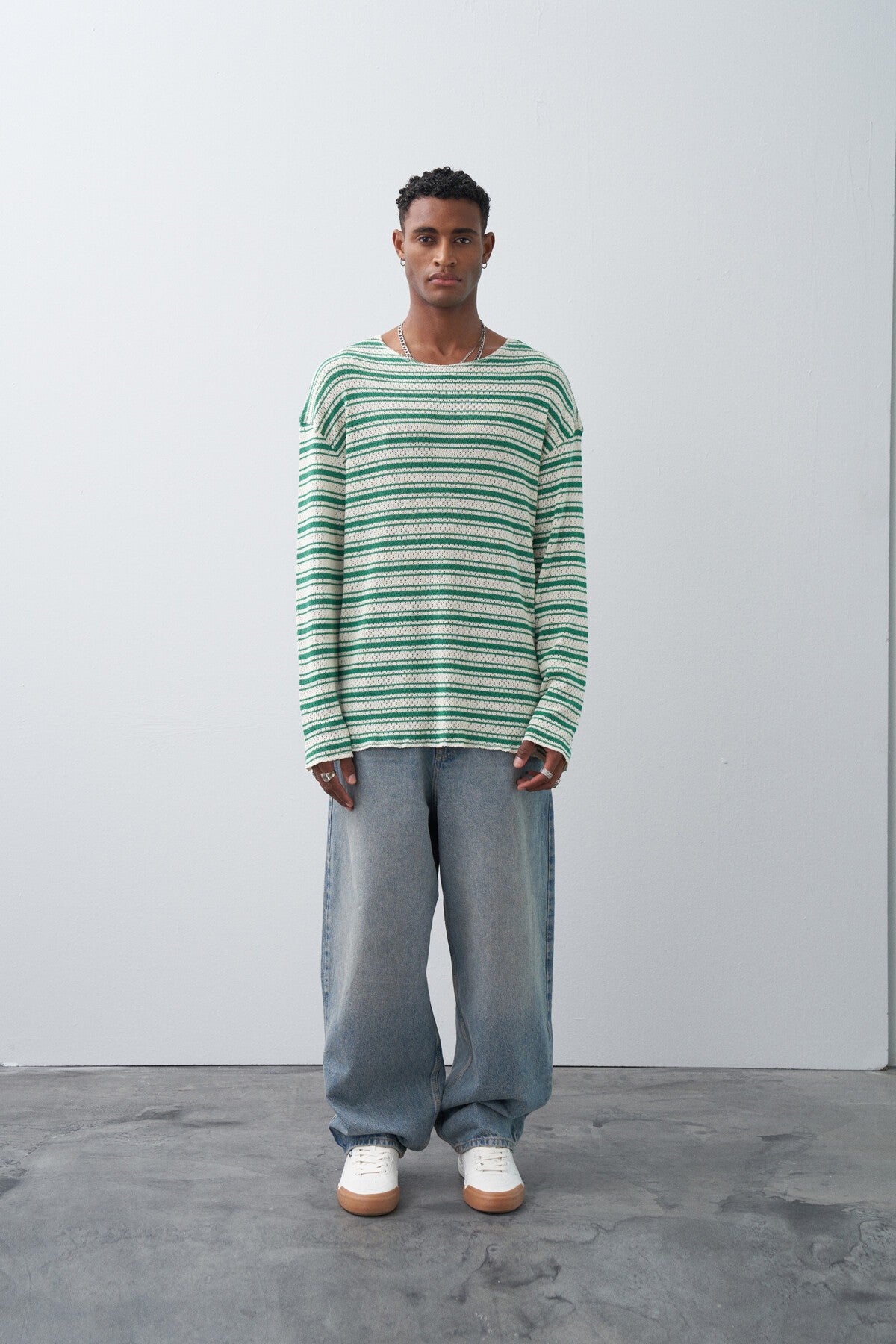 Çizgili Oversize Triko Tişört