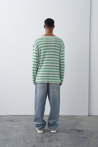 Çizgili Oversize Triko Tişört