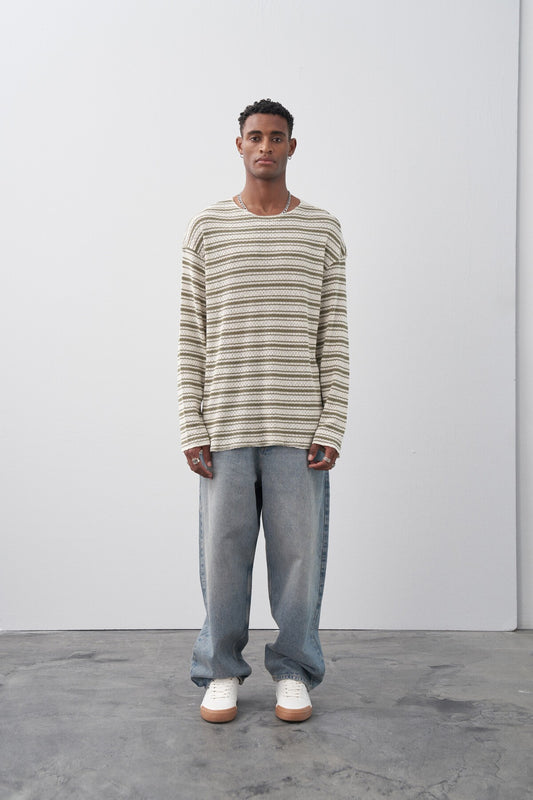 Çizgili Oversize Triko Tişört