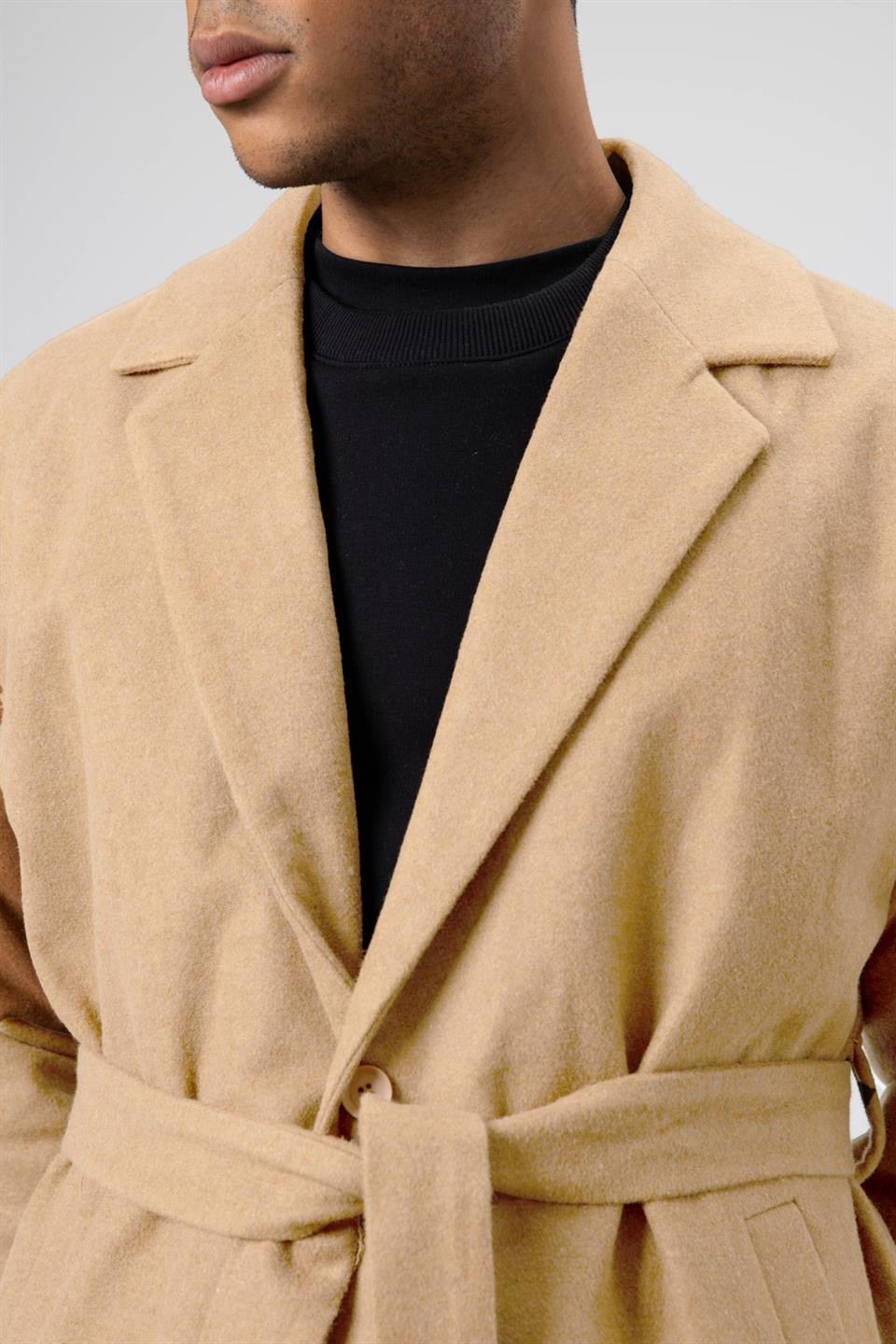 Kemerli Oversize Kaşe Kaban