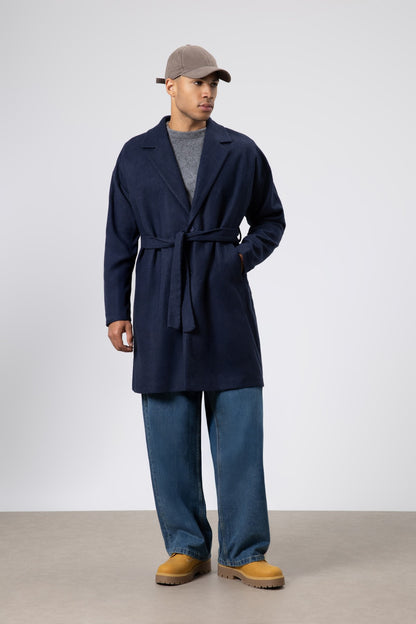 Kemerli Oversize Kaşe Kaban