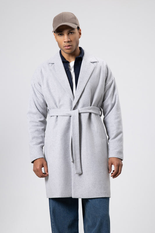 Kemerli Oversize Kaşe Kaban