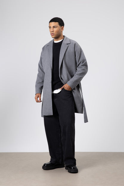 Kemerli Oversize Kaşe Kaban
