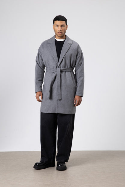 Kemerli Oversize Kaşe Kaban