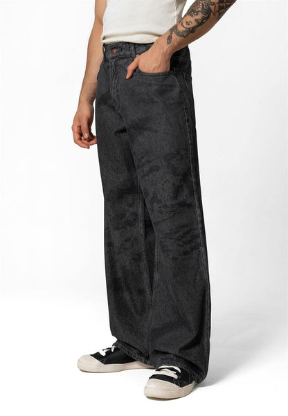 Lazer Baskılı Baggy Jean