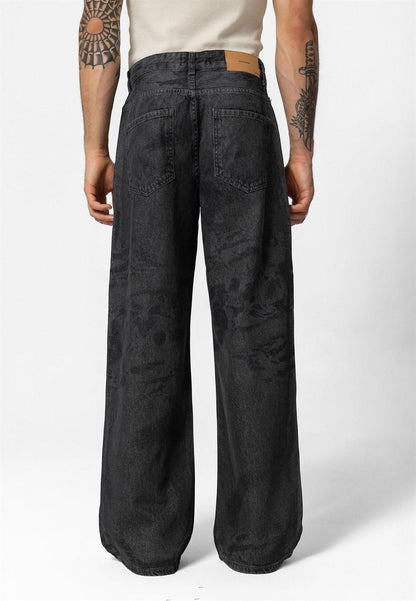 Lazer Baskılı Baggy Jean