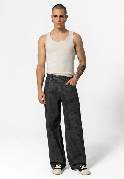 Lazer Baskılı Baggy Jean