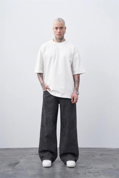 Lazer Baskılı Baggy Jean