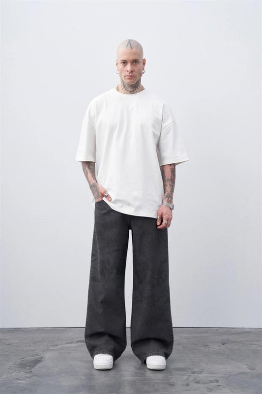 Lazer Baskılı Baggy Jean