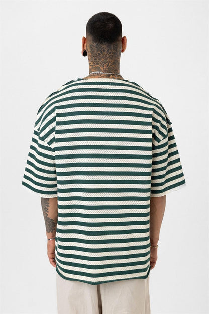 Çizgili Oversize Triko Tişört