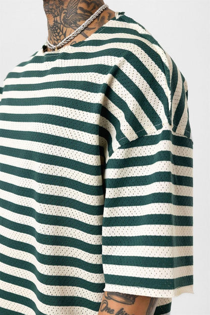 Çizgili Oversize Triko Tişört