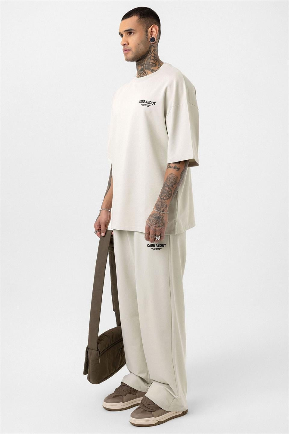 Care About Baskılı Oversize Eşofman Takım-Siyah