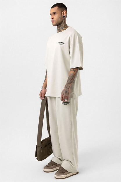 Care About Baskılı Oversize Eşofman Takım-Siyah