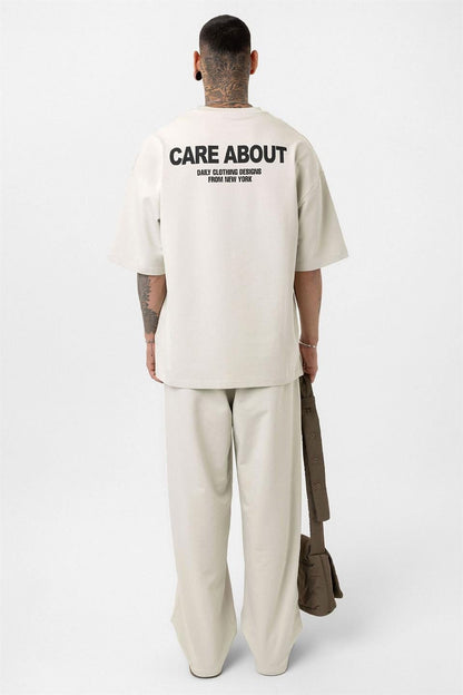 Care About Baskılı Oversize Eşofman Takım-Siyah