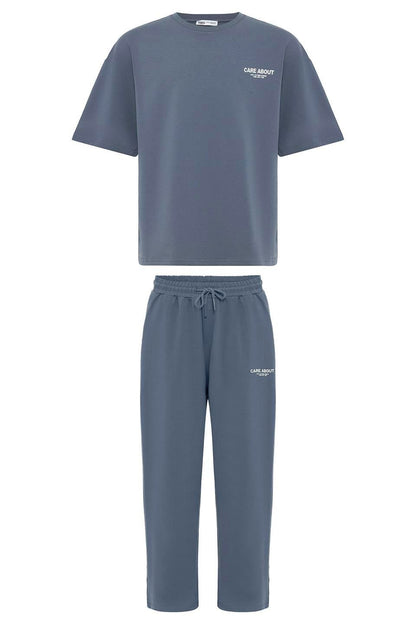 Care About Baskılı Oversize Eşofman Takım-Siyah