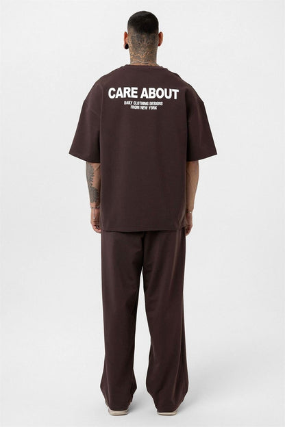 Care About Baskılı Oversize Eşofman Takım-Siyah