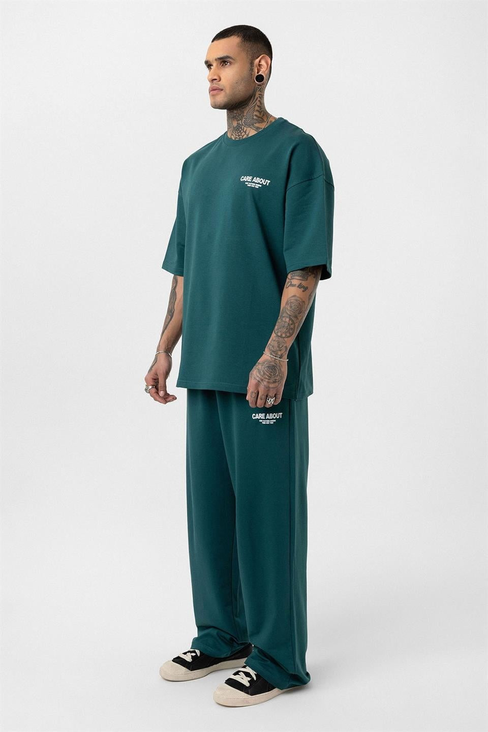 Care About Baskılı Oversize Eşofman Takım-Siyah