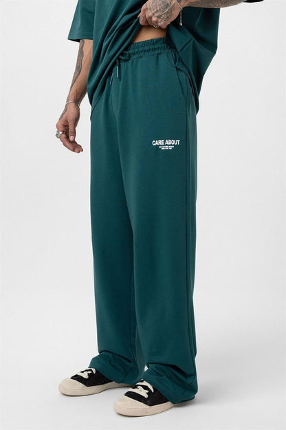 Care About Baskılı Oversize Eşofman Takım-Siyah