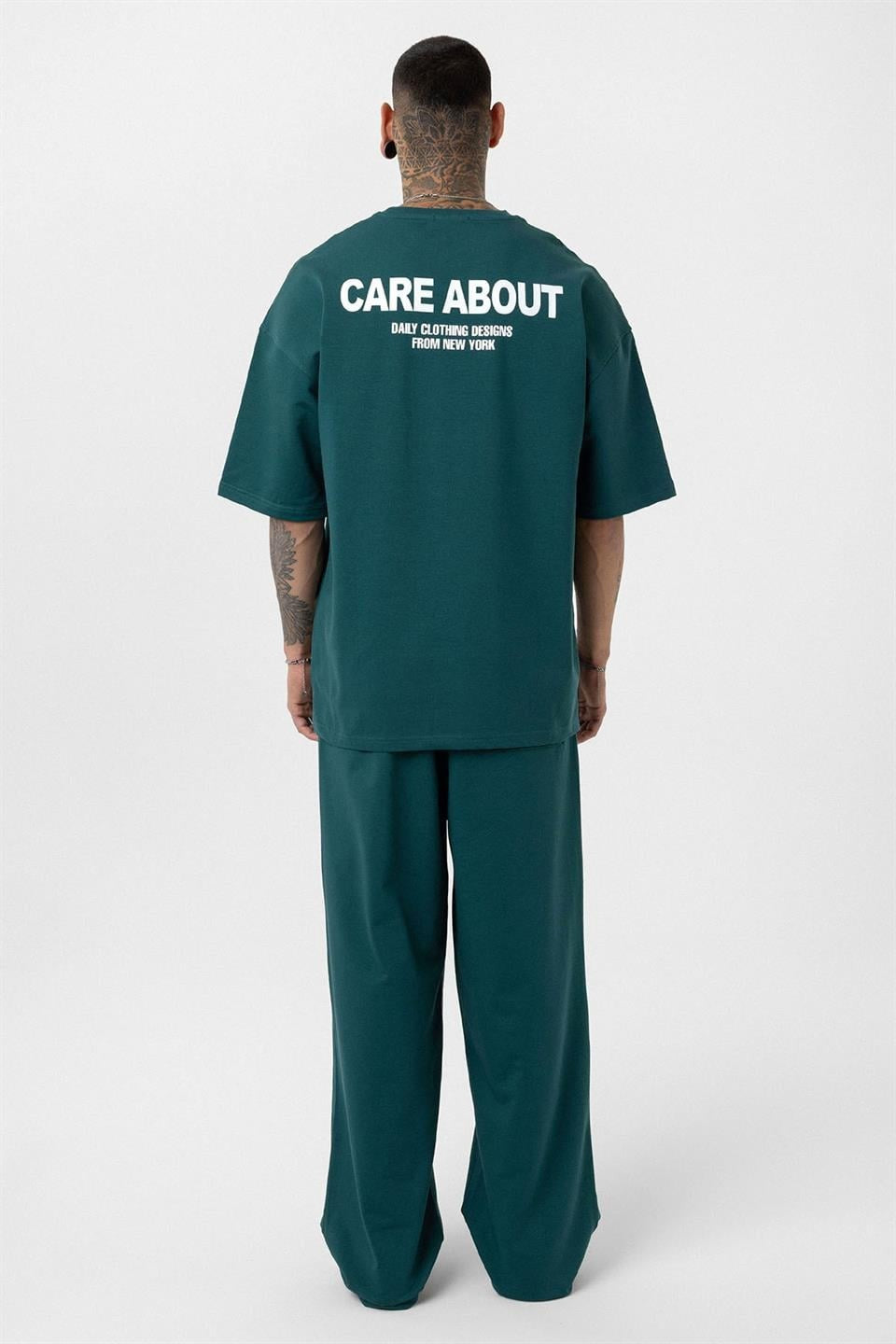 Care About Baskılı Oversize Eşofman Takım-Siyah