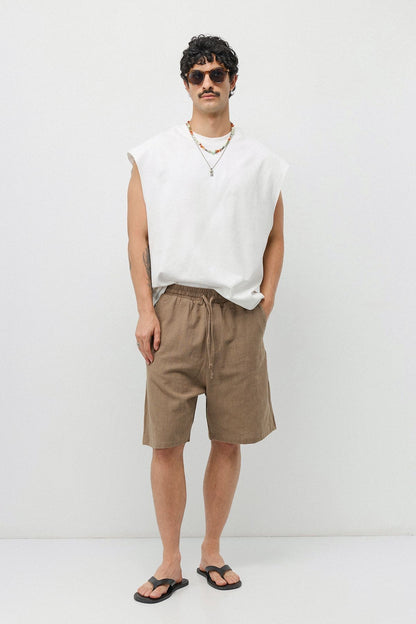 Basic Oversize Keten Şort