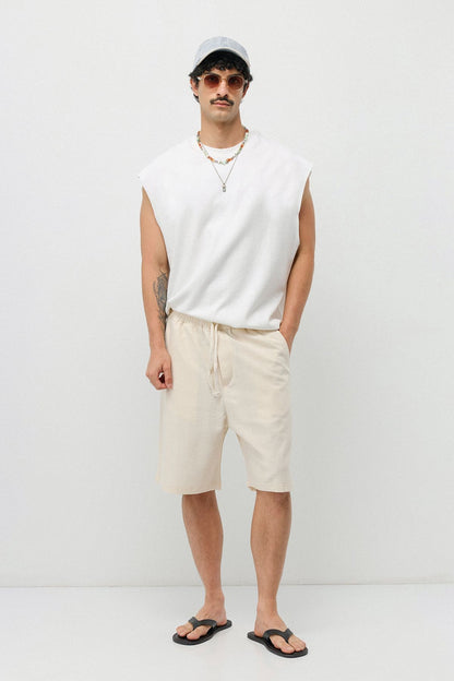 Basic Oversize Keten Şort
