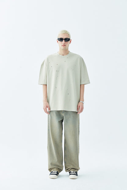 Yırtık Detaylı Oversize Tişört
