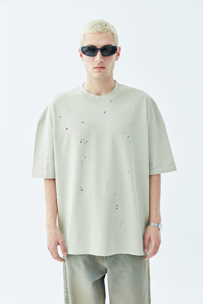 Yırtık Detaylı Oversize Tişört