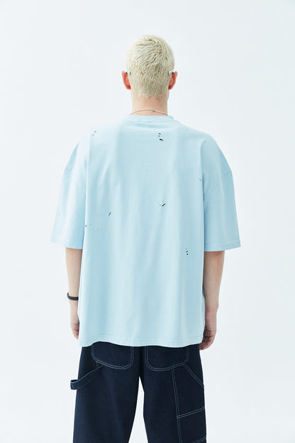 Yırtık Detaylı Oversize Tişört