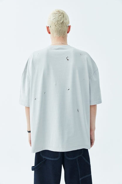 Yırtık Detaylı Oversize Tişört