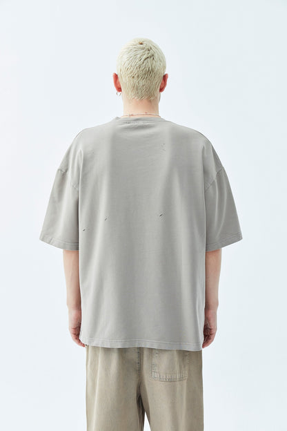 Yırtık Detaylı Oversize Tişört