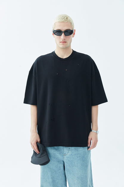Yırtık Detaylı Oversize Tişört