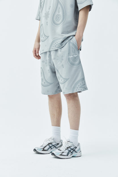 Oversize Desenli Şort Tişört Takım