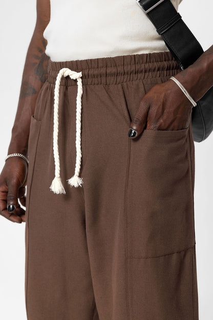 Yan Cepli Baggy Keten Pantolon