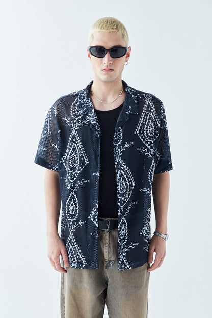Desenli Fitilli Oversize Gömlek