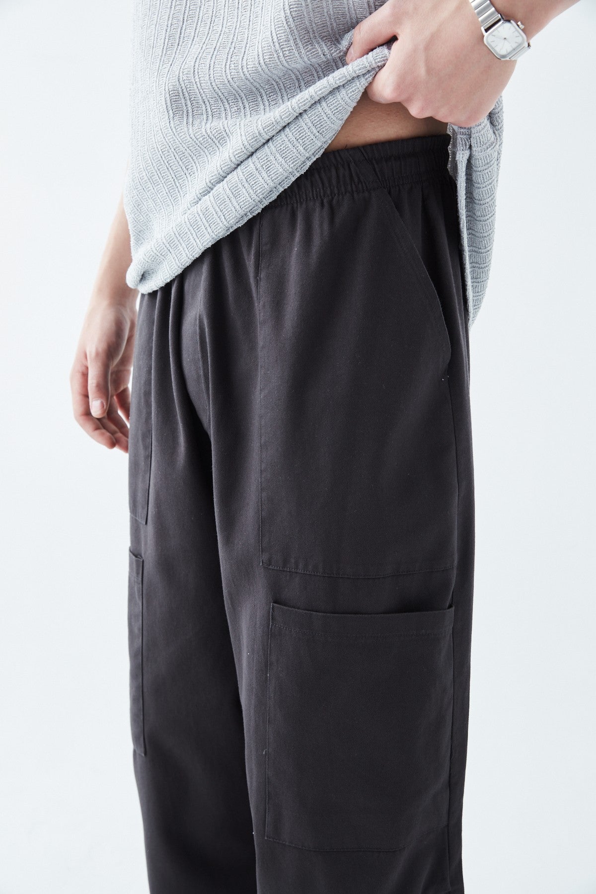 Yan Cep Detalı Baggy Keten Pantolon