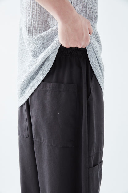 Yan Cep Detalı Baggy Keten Pantolon