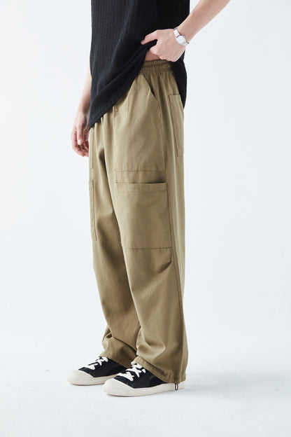 Yan Cep Detalı Baggy Keten Pantolon