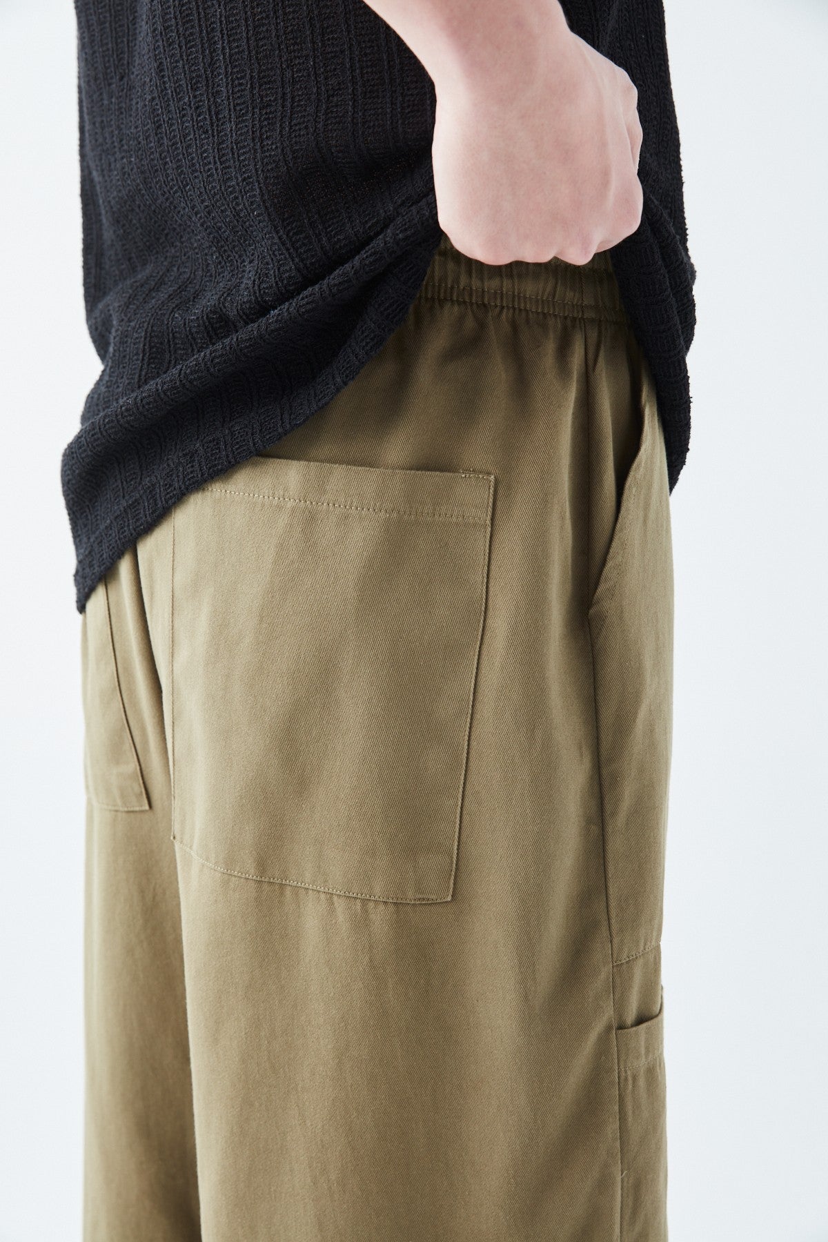 Yan Cep Detalı Baggy Keten Pantolon