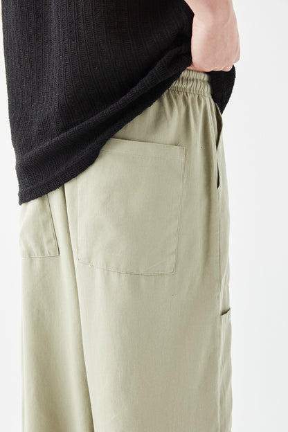 Yan Cep Detalı Baggy Keten Pantolon