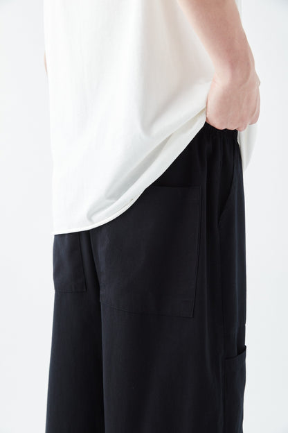 Yan Cep Detalı Baggy Keten Pantolon