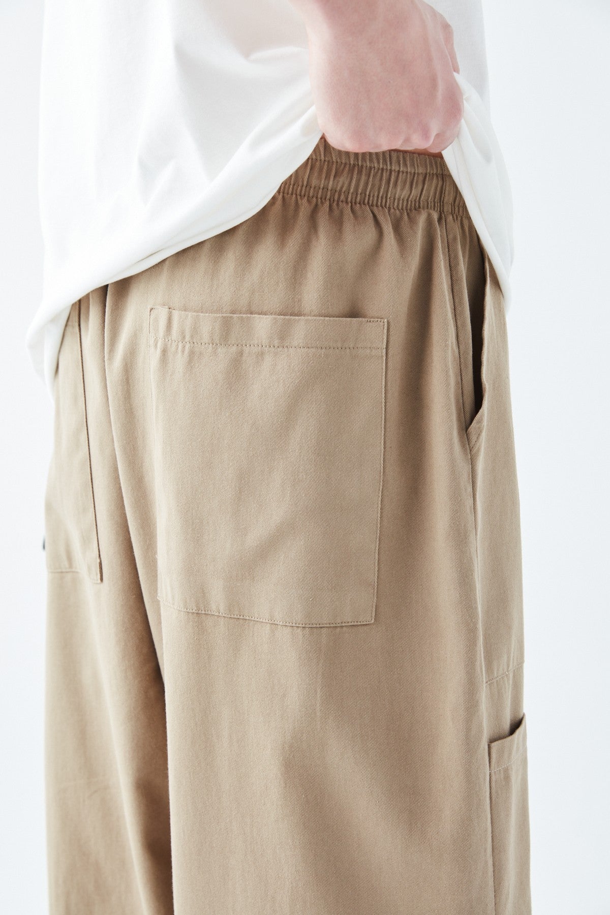 Yan Cep Detalı Baggy Keten Pantolon