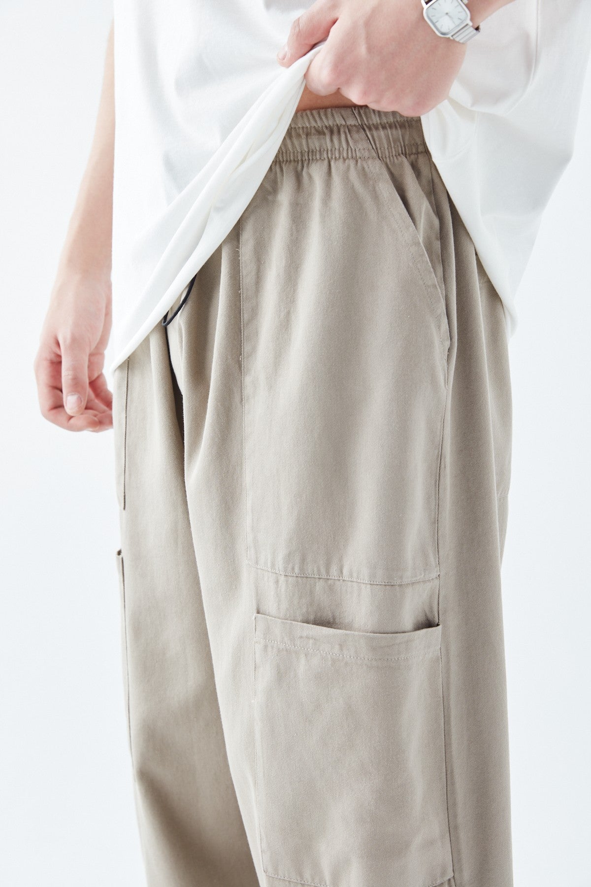Yan Cep Detalı Baggy Keten Pantolon