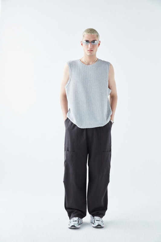 Yan Cep Detalı Baggy Keten Pantolon