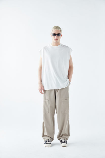 Yan Cep Detalı Baggy Keten Pantolon